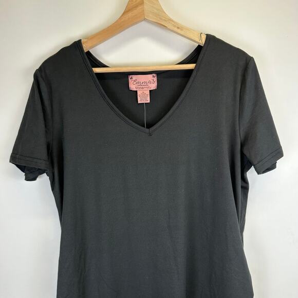 NWT Emmas Expressions Black and White V Neck Short Sleeve Maternity Tops XL - Picture 3 of 9